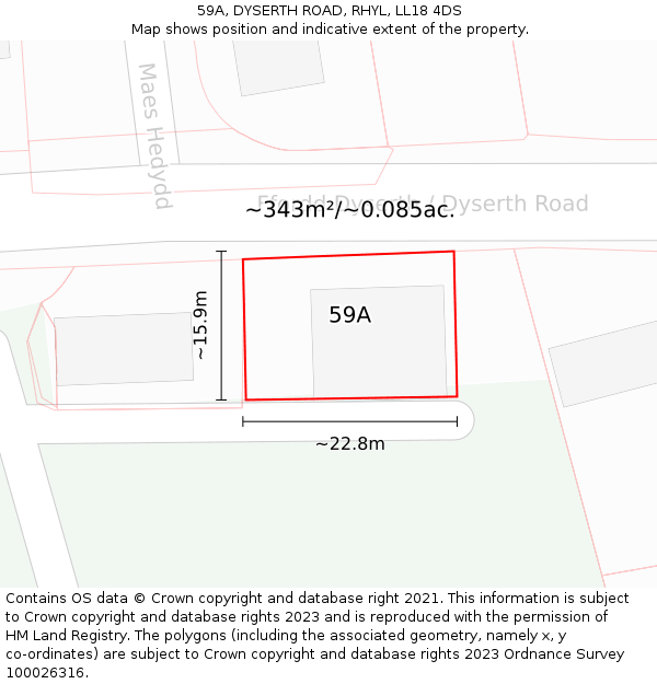 59A, DYSERTH ROAD, RHYL, LL18 4DS: Plot and title map