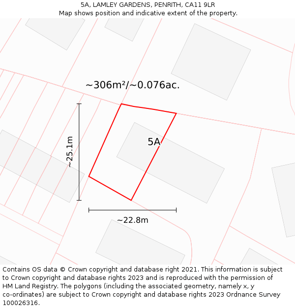 5A, LAMLEY GARDENS, PENRITH, CA11 9LR: Plot and title map