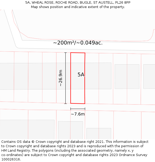 5A, WHEAL ROSE, ROCHE ROAD, BUGLE, ST AUSTELL, PL26 8PP: Plot and title map