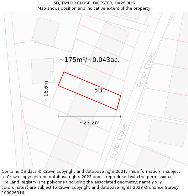 5B, TAYLOR CLOSE, BICESTER, OX26 3HS: Plot and title map