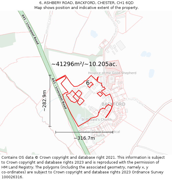 6, ASHBERY ROAD, BACKFORD, CHESTER, CH1 6QD: Plot and title map