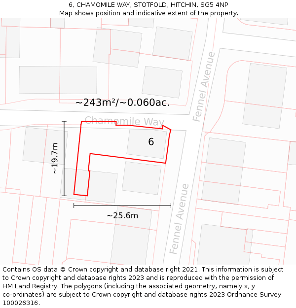 6, CHAMOMILE WAY, STOTFOLD, HITCHIN, SG5 4NP: Plot and title map