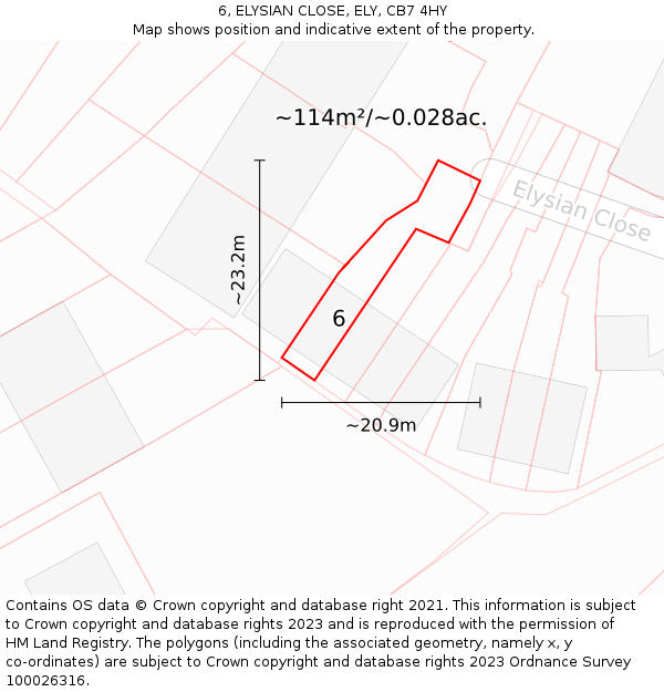 6, ELYSIAN CLOSE, ELY, CB7 4HY: Plot and title map