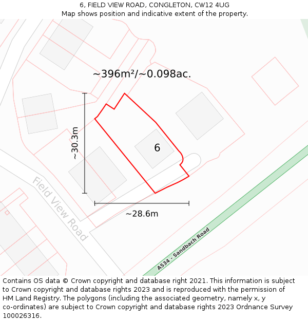 6, FIELD VIEW ROAD, CONGLETON, CW12 4UG: Plot and title map