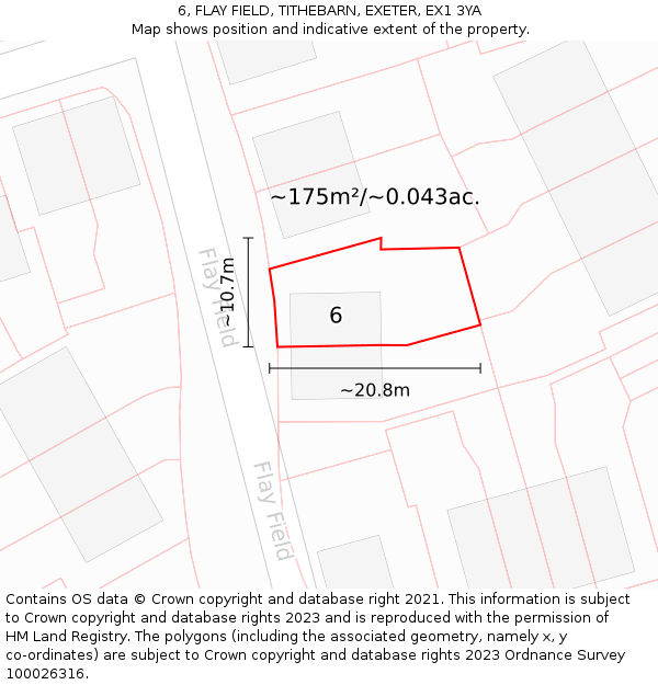 6, FLAY FIELD, TITHEBARN, EXETER, EX1 3YA: Plot and title map