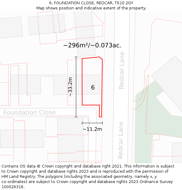 6, FOUNDATION CLOSE, REDCAR, TS10 2GY: Plot and title map