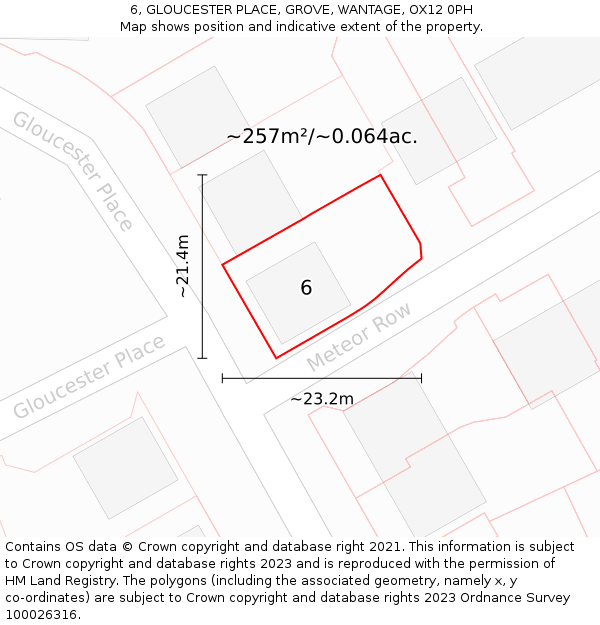 6, GLOUCESTER PLACE, GROVE, WANTAGE, OX12 0PH: Plot and title map