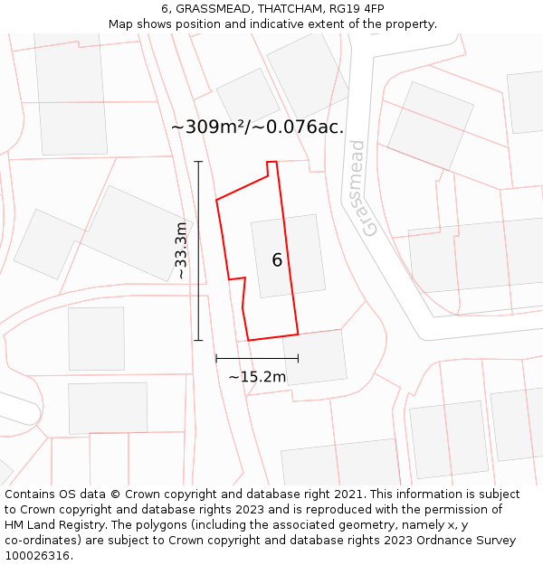 6, GRASSMEAD, THATCHAM, RG19 4FP: Plot and title map