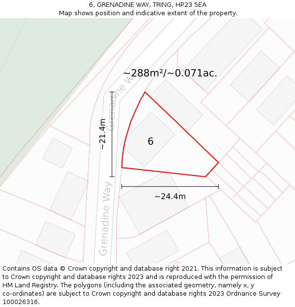 6, GRENADINE WAY, TRING, HP23 5EA: Plot and title map