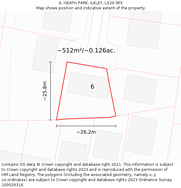 6, HEATH PARK, ILKLEY, LS29 9PX: Plot and title map