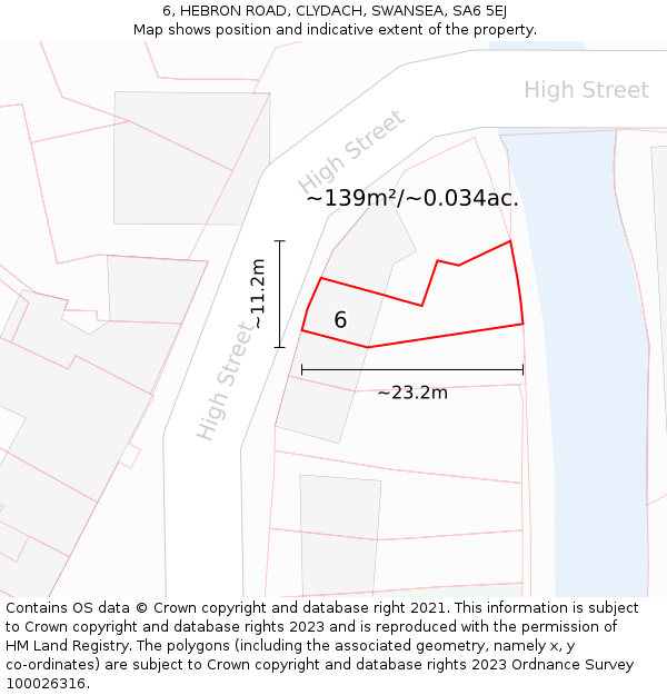 6, HEBRON ROAD, CLYDACH, SWANSEA, SA6 5EJ: Plot and title map