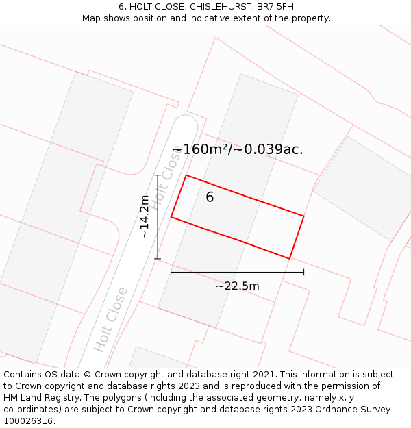 6, HOLT CLOSE, CHISLEHURST, BR7 5FH: Plot and title map