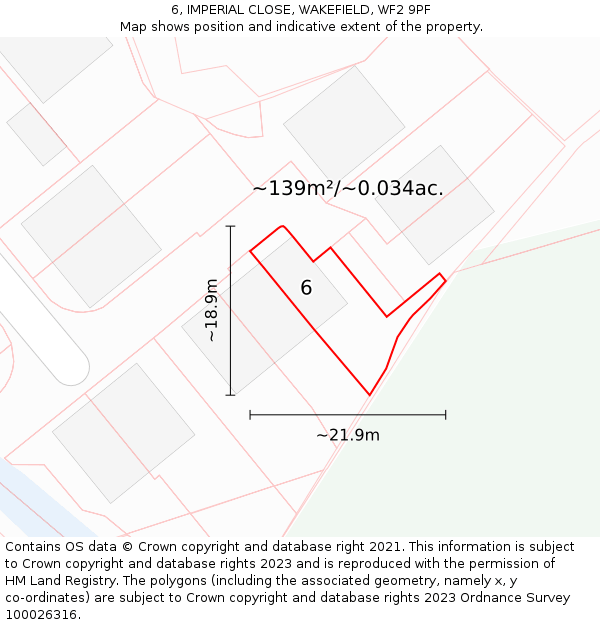6, IMPERIAL CLOSE, WAKEFIELD, WF2 9PF: Plot and title map