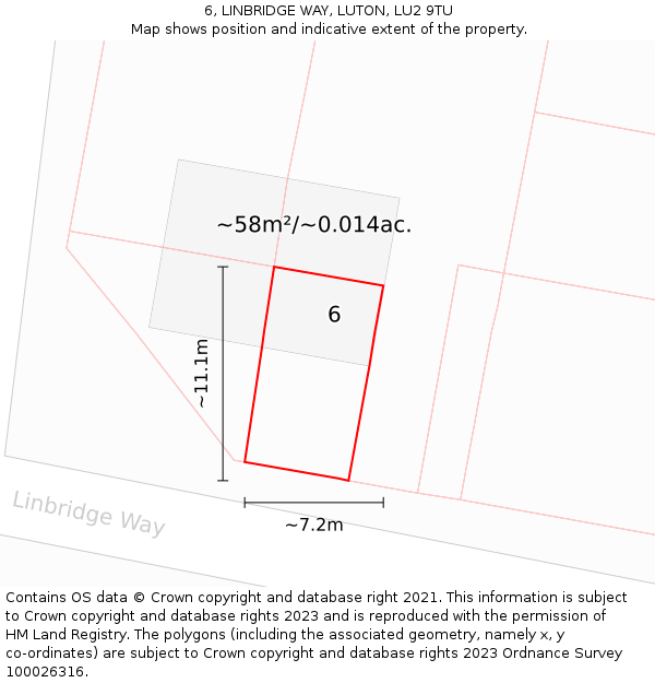 6, LINBRIDGE WAY, LUTON, LU2 9TU: Plot and title map
