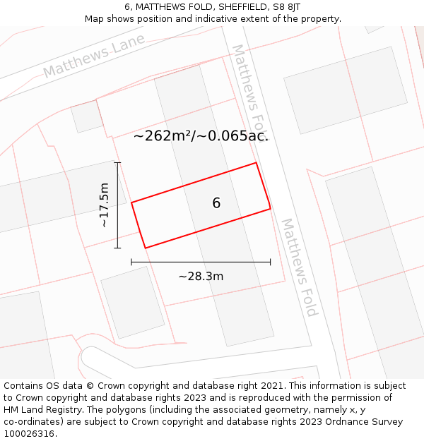 6, MATTHEWS FOLD, SHEFFIELD, S8 8JT: Plot and title map