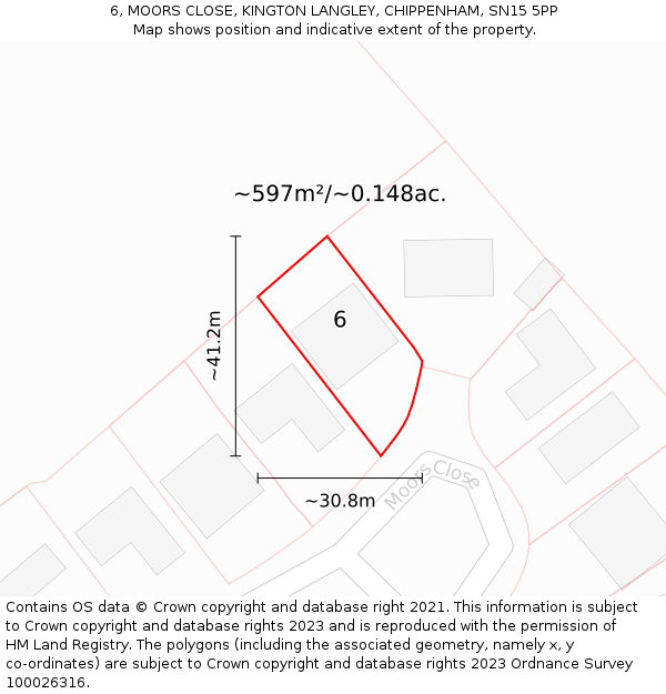 6, MOORS CLOSE, KINGTON LANGLEY, CHIPPENHAM, SN15 5PP: Plot and title map