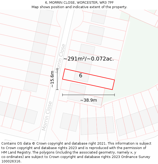 6, MORRIN CLOSE, WORCESTER, WR3 7PF: Plot and title map