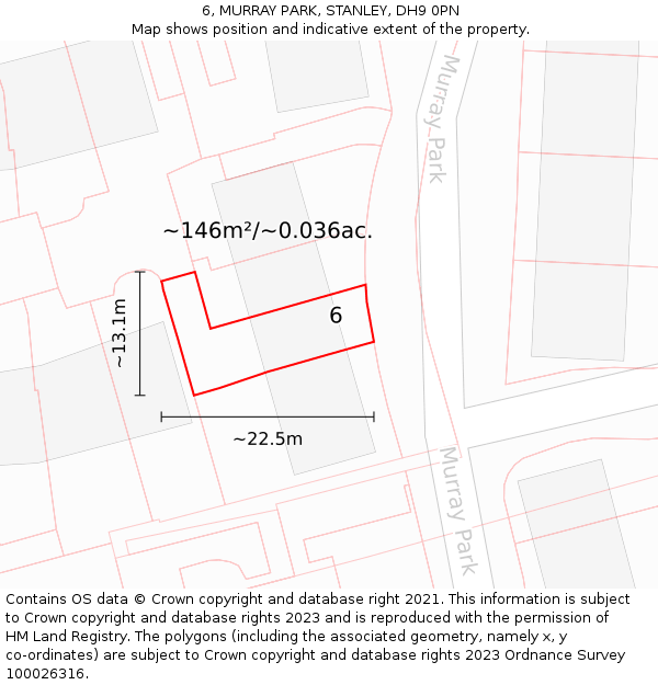 6, MURRAY PARK, STANLEY, DH9 0PN: Plot and title map