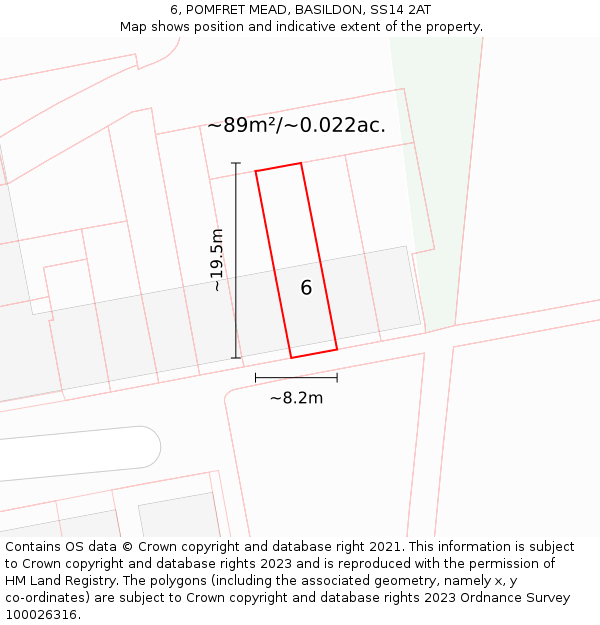 6, POMFRET MEAD, BASILDON, SS14 2AT: Plot and title map
