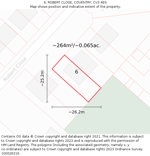 6, ROBERT CLOSE, COVENTRY, CV3 4ES: Plot and title map