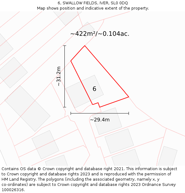 6, SWALLOW FIELDS, IVER, SL0 0DQ: Plot and title map