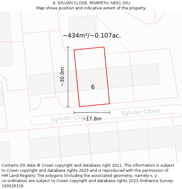 6, SYLVAN CLOSE, MORPETH, NE61 2XU: Plot and title map