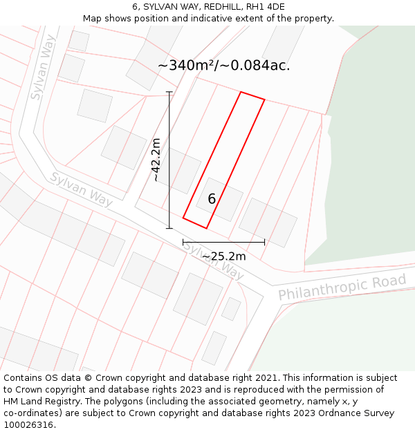 6, SYLVAN WAY, REDHILL, RH1 4DE: Plot and title map