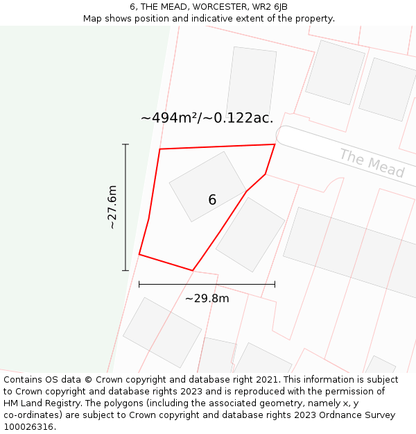 6, THE MEAD, WORCESTER, WR2 6JB: Plot and title map