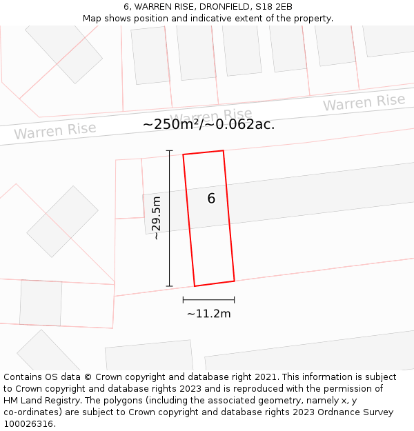 6, WARREN RISE, DRONFIELD, S18 2EB: Plot and title map