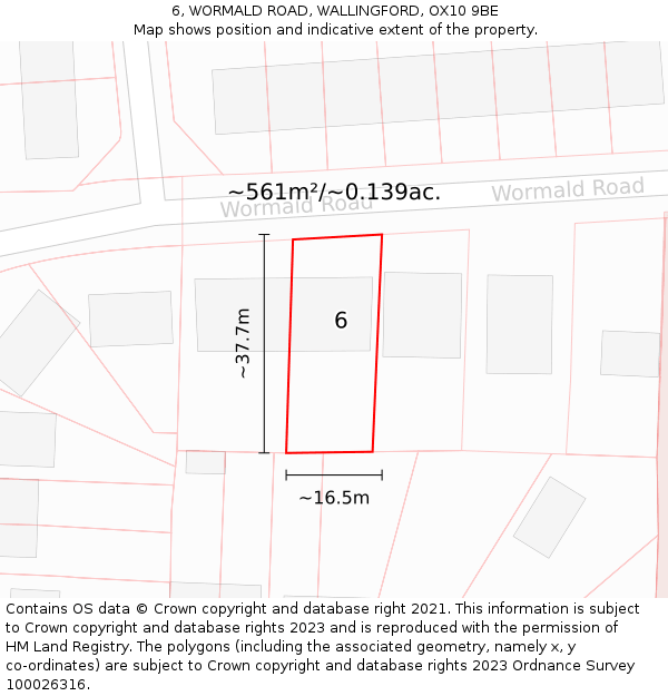 6, WORMALD ROAD, WALLINGFORD, OX10 9BE: Plot and title map