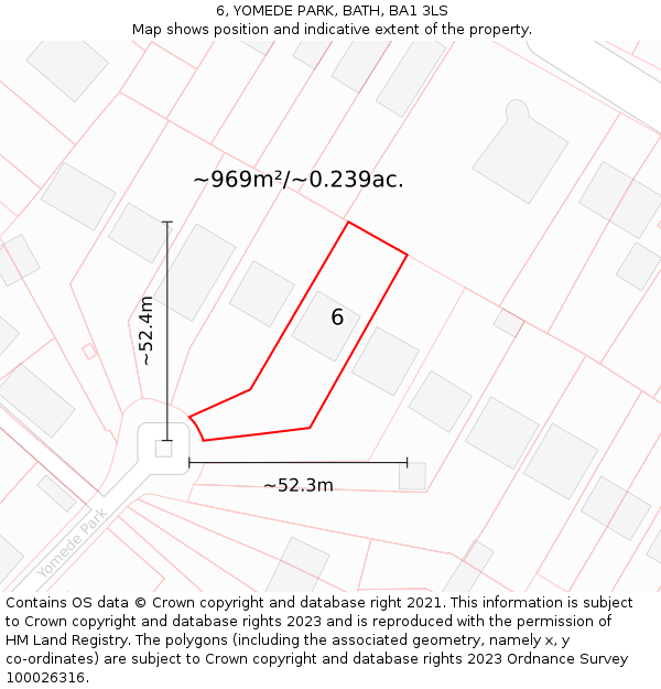 6, YOMEDE PARK, BATH, BA1 3LS: Plot and title map