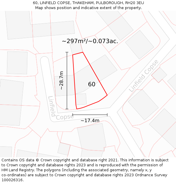 60, LINFIELD COPSE, THAKEHAM, PULBOROUGH, RH20 3EU: Plot and title map
