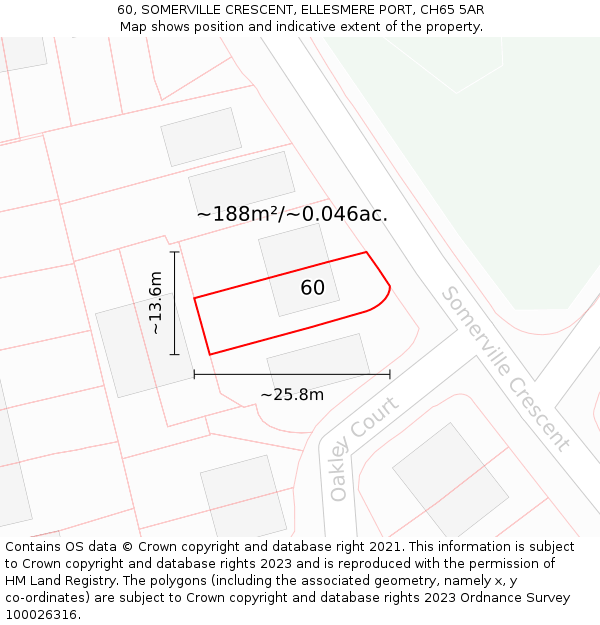 60, SOMERVILLE CRESCENT, ELLESMERE PORT, CH65 5AR: Plot and title map