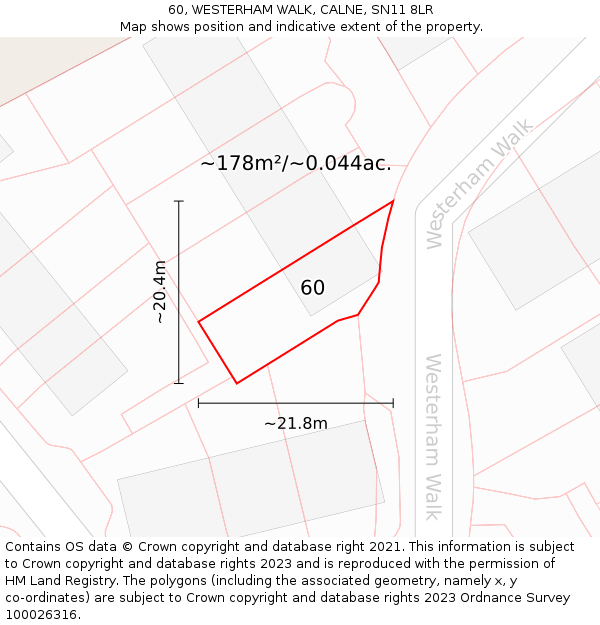 60, WESTERHAM WALK, CALNE, SN11 8LR: Plot and title map
