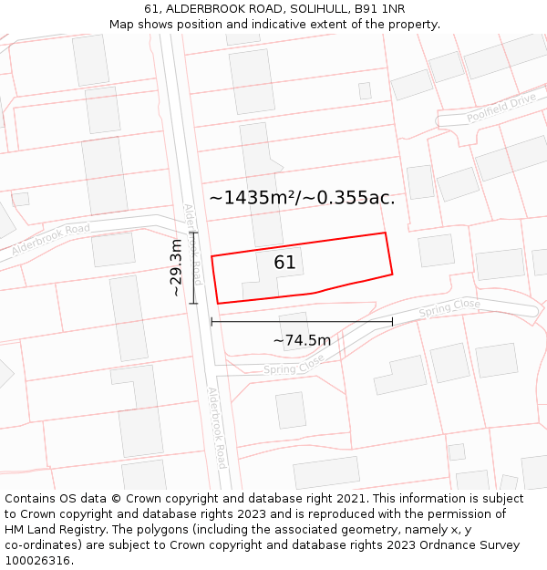 61, ALDERBROOK ROAD, SOLIHULL, B91 1NR: Plot and title map