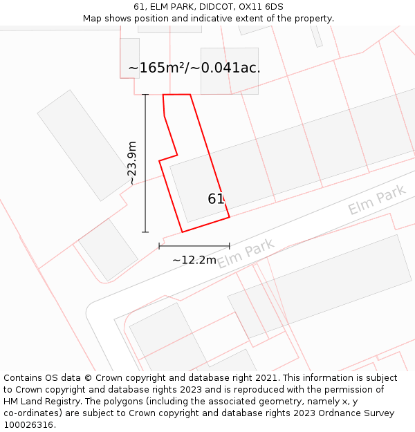 61, ELM PARK, DIDCOT, OX11 6DS: Plot and title map