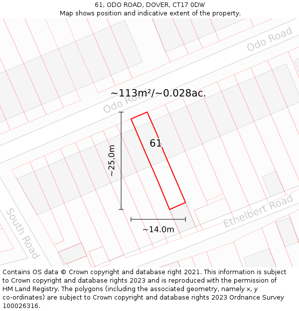 61, ODO ROAD, DOVER, CT17 0DW: Plot and title map
