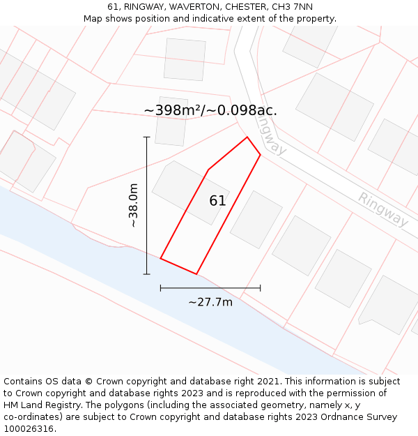 61, RINGWAY, WAVERTON, CHESTER, CH3 7NN: Plot and title map