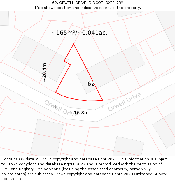 62, ORWELL DRIVE, DIDCOT, OX11 7RY: Plot and title map