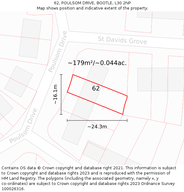 62, POULSOM DRIVE, BOOTLE, L30 2NP: Plot and title map
