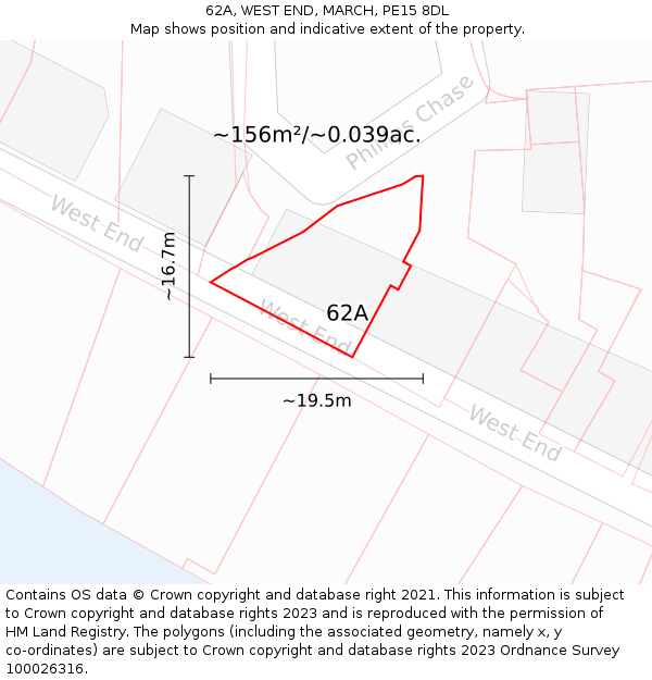 62A, WEST END, MARCH, PE15 8DL: Plot and title map