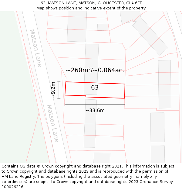 63, MATSON LANE, MATSON, GLOUCESTER, GL4 6EE: Plot and title map