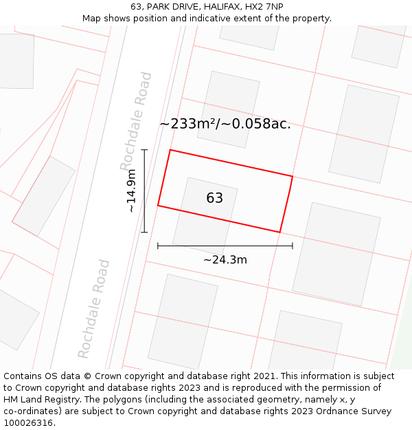 63, PARK DRIVE, HALIFAX, HX2 7NP: Plot and title map