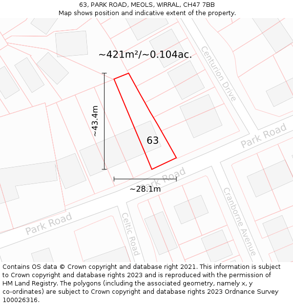 63, PARK ROAD, MEOLS, WIRRAL, CH47 7BB: Plot and title map