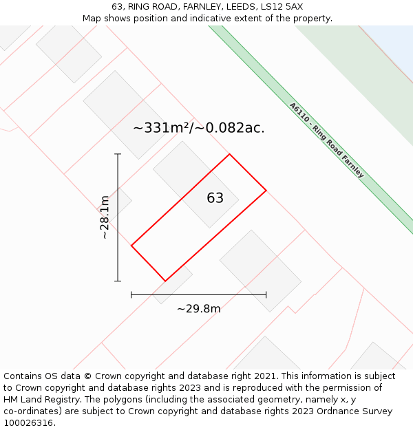 63, RING ROAD, FARNLEY, LEEDS, LS12 5AX: Plot and title map