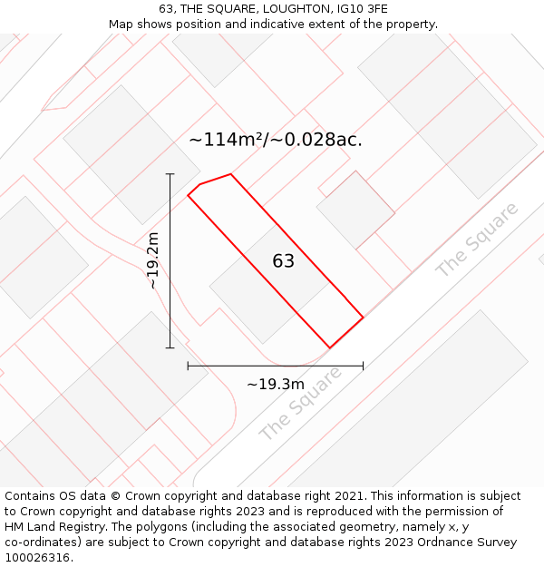 63, THE SQUARE, LOUGHTON, IG10 3FE: Plot and title map
