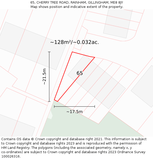 65, CHERRY TREE ROAD, RAINHAM, GILLINGHAM, ME8 8JY: Plot and title map