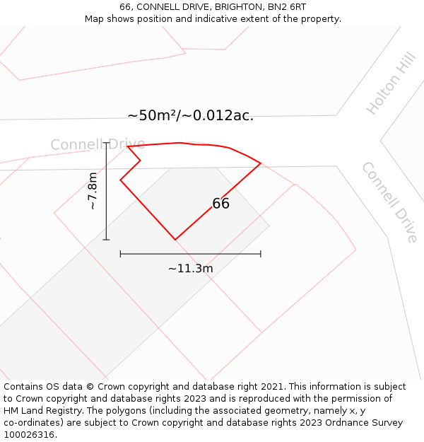 66, CONNELL DRIVE, BRIGHTON, BN2 6RT: Plot and title map