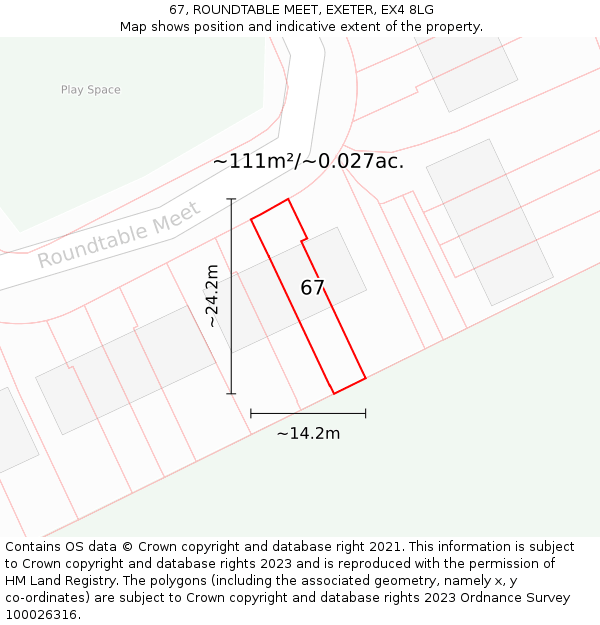 67, ROUNDTABLE MEET, EXETER, EX4 8LG: Plot and title map