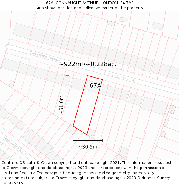67A, CONNAUGHT AVENUE, LONDON, E4 7AP: Plot and title map